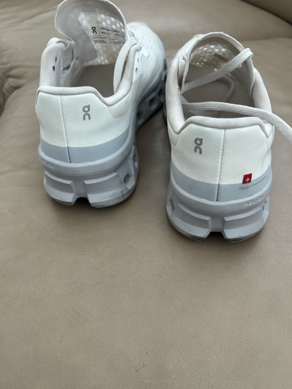 On Running Cloudmonster Women's Sneakers - White & Light Gray(limited edition) - Picture 4 of 5
